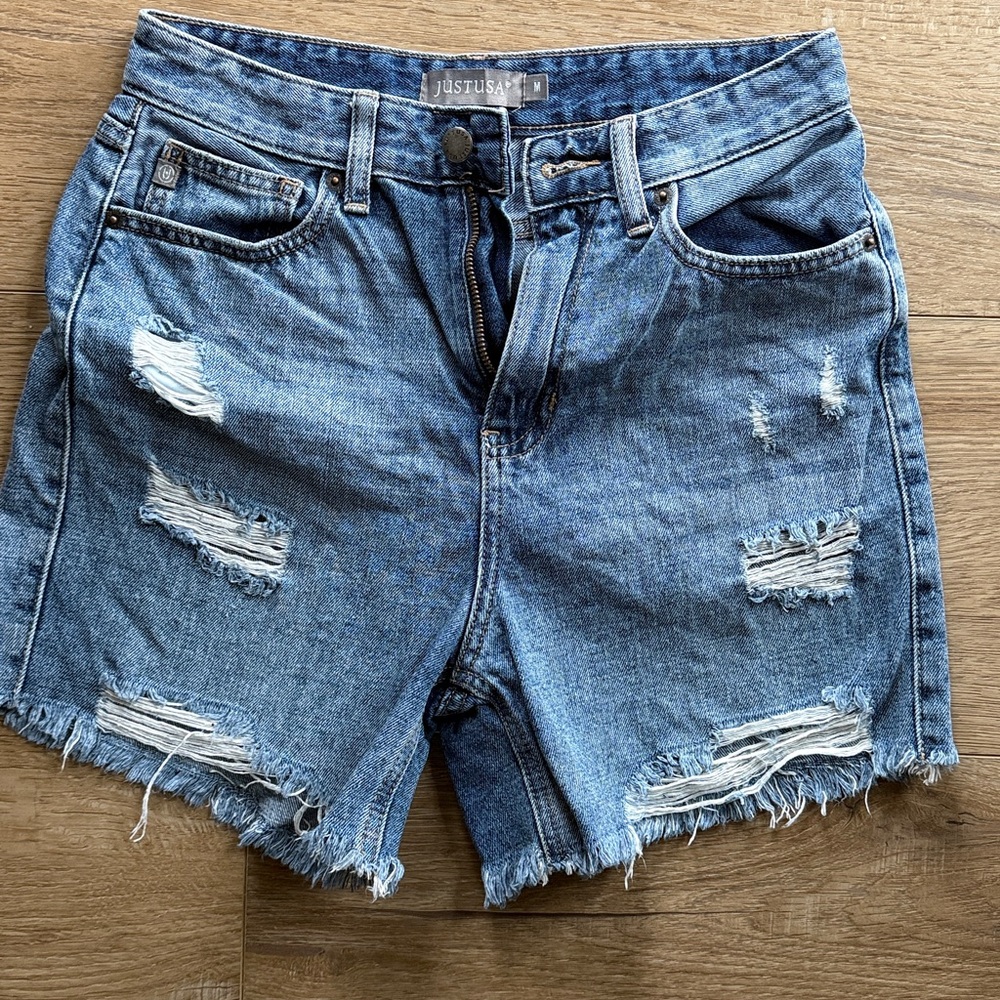 Distressed Denim Shorts